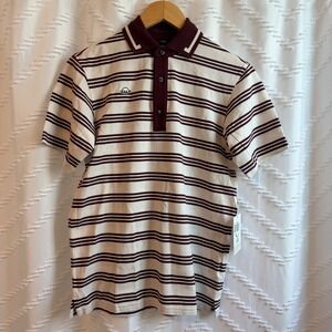 Radmor Douglas Tri Block Pique Golf Polo Shirt Mens XS White Port Striped NEW